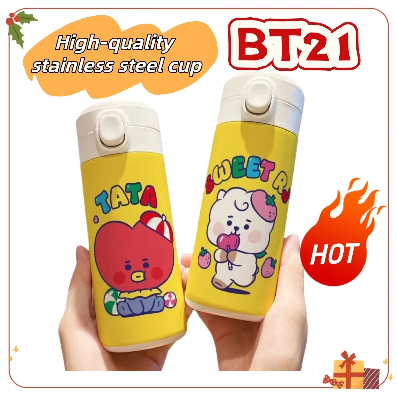 

BT21 kcooky tata Simple Sweet Large Capacity Student Thermos High Color Value Stainless Steel Lightweight Carrying Drinking Cup