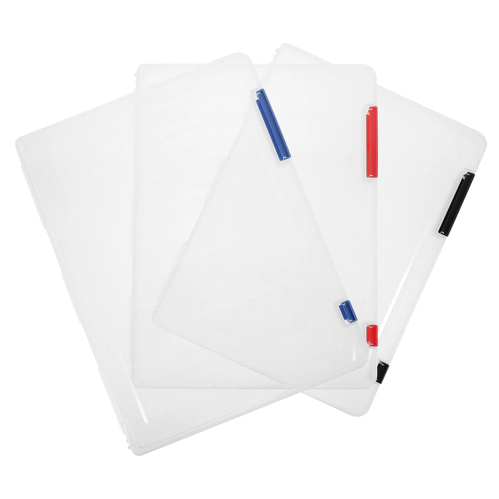 3Pcs File Box Buckle Closure Practical A4 Document Storage Organizer Photo Holder Scrapbook Paper Organizer Plastic Case