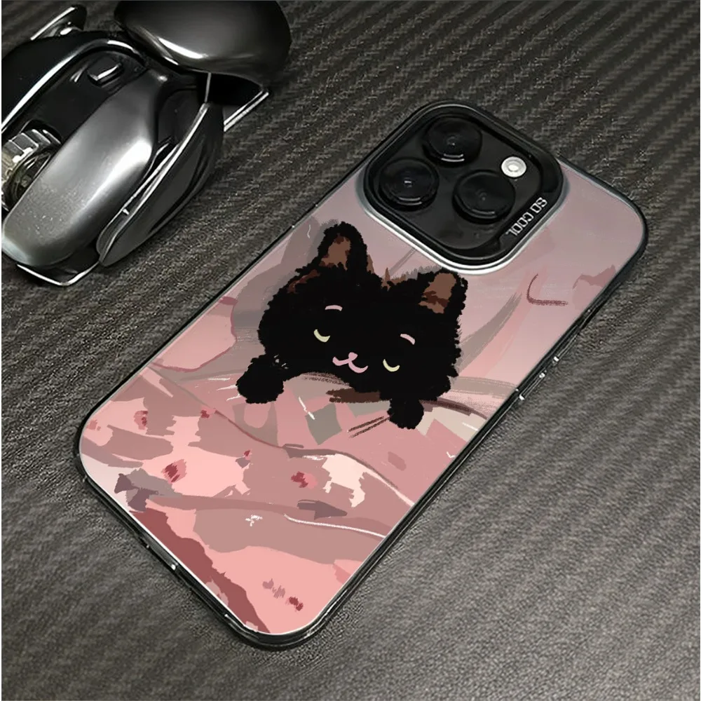 

Sweet and cool cat design phone case for iPhone 16 15 14 13 12 11 Pro/ Max/Plus shock-proof rear cover anti-fingerprint