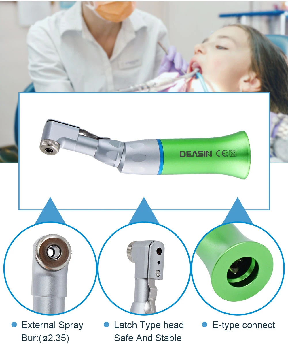 Colorful External Water Spray Low Speed Handpiece Kits E-type Air Turbine