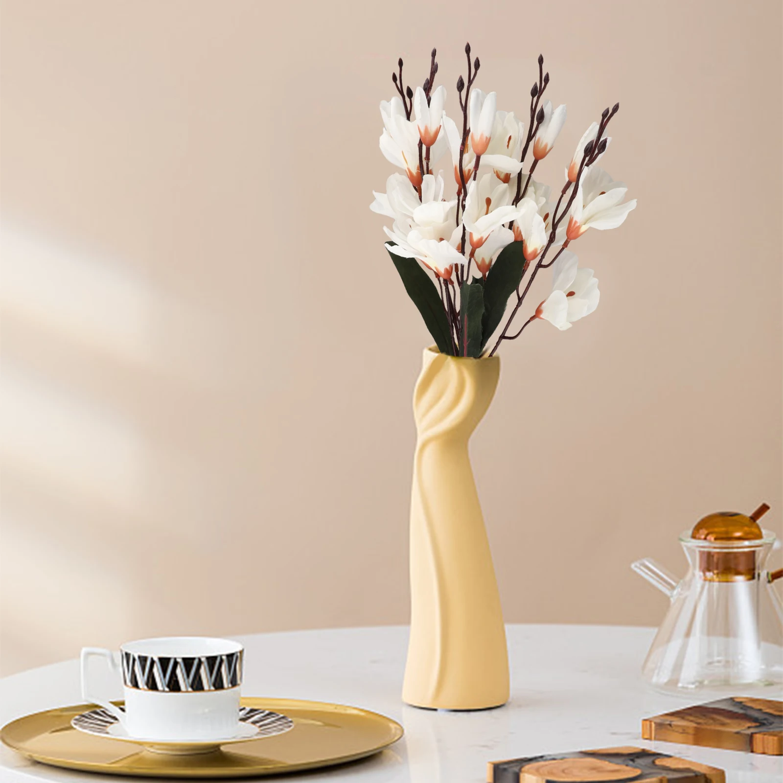 

Lifelike Magnolia Bouquet 5 Prongs 20 Heads Artificial Flowers for Interior Decoration Choose from Various Colors
