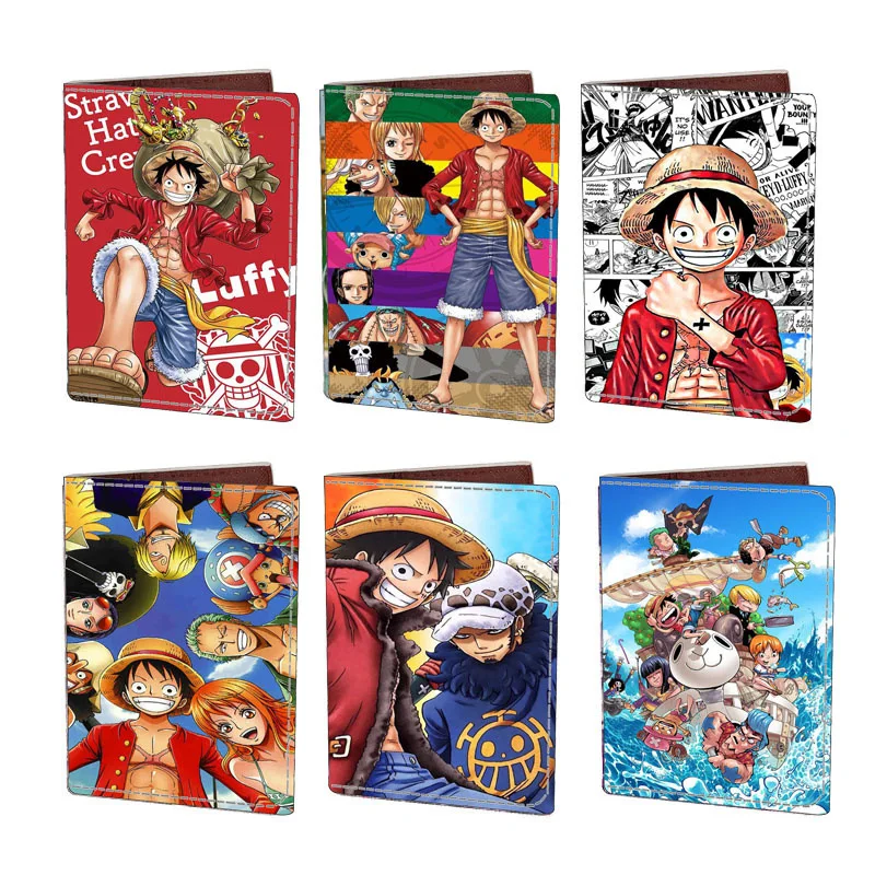 One Piece Possport Cover Luffy Cartoon Anime PU Outdoor Travel Passport Case for Women Men Document ID Card Holder Unisex