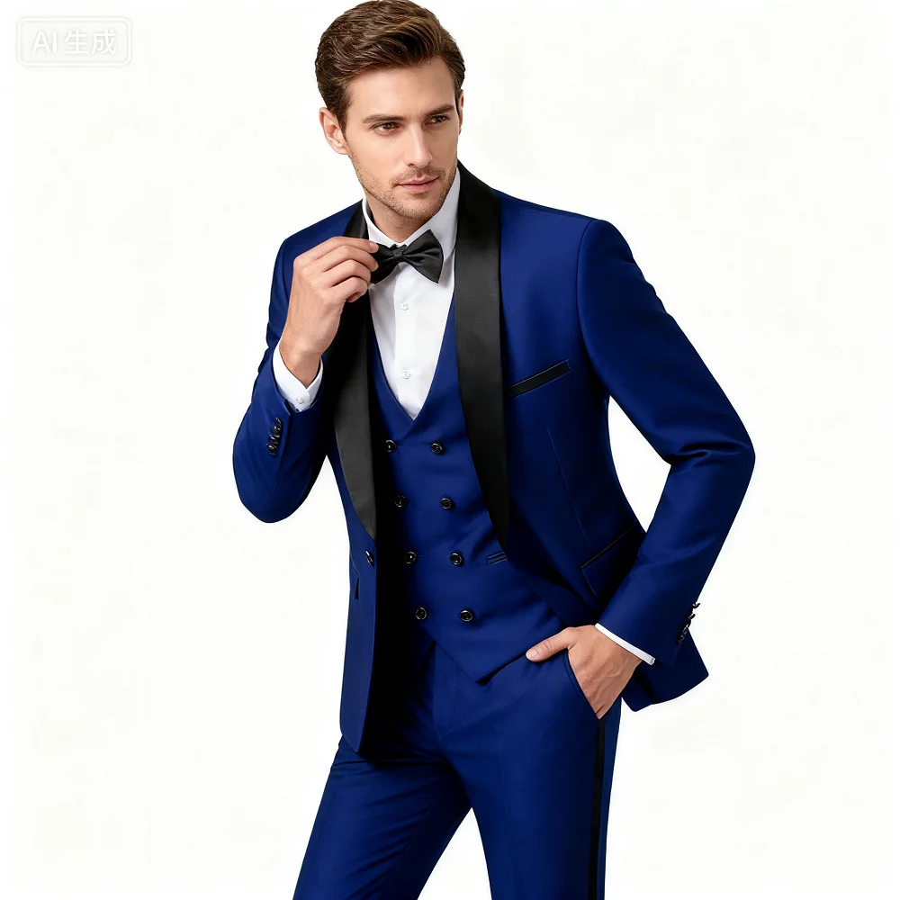 

Solid Color Men's Formal Business Office Suit M-6XL Jacket Vest Pants Tuxedo Waistcoat Trousers for Wedding Dress Party Blazer