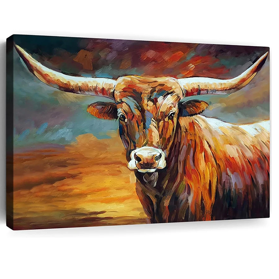 Cow Image Wall Decoration Texas Longhorn Horn Image diamond painting cross stitch diamond embroidery mosaic hobby gift decor art