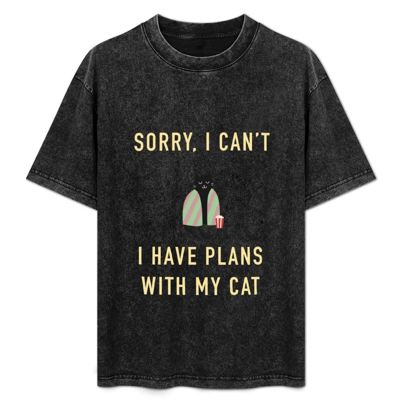 

Sorry I can’t I have plans with my cat black cat ver with white background by JazzCats T-Shirt Modern Style Print T-Shirt