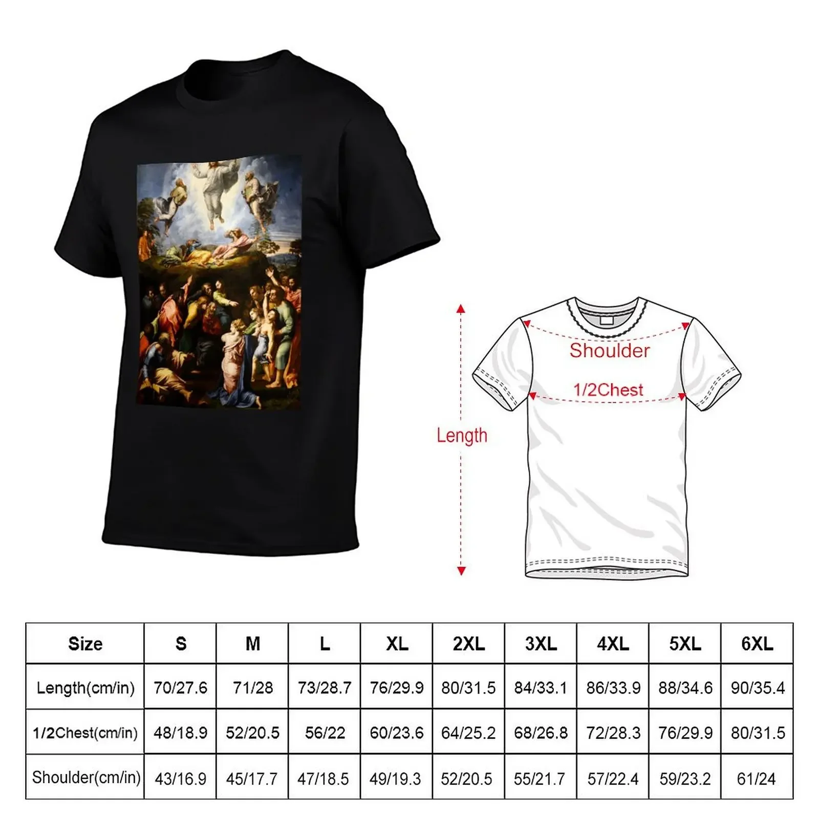 Raffaello Sanzio da Urbino Transfiguration, 1520 T-Shirt blue archive cotton graphic tees Luxury man t shirts for men cotton