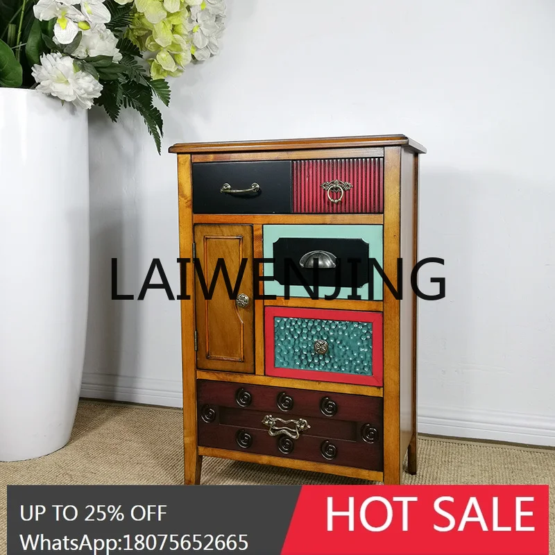 RWJ Chest of Drawers Living Room Vintage Solid Wood Study Storage Cabinet Bedroom Bedside Table
