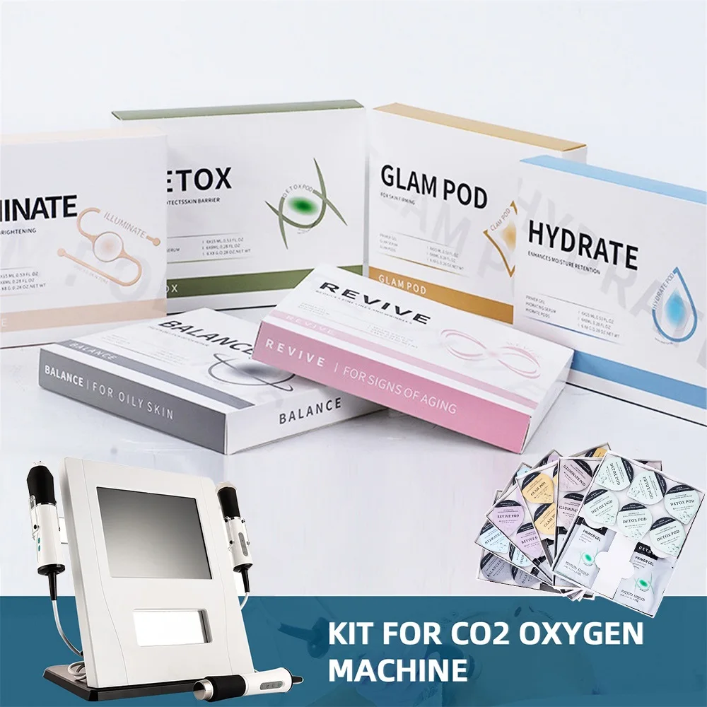 페이셜 SPA CO2 버블 산소 뷰티 머신, CO2 젤 글램 리바이브 라이트 각질 제거 포드, 세럼 산소 포드 캡슐 키트