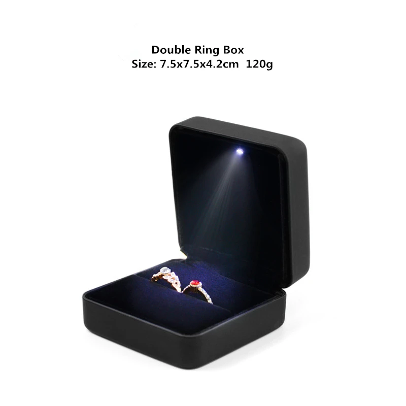 LED Ring Box Wedding Engagement Pendant Bangle Bracelet Earring Storage Case Customized Logo Gift Packaging