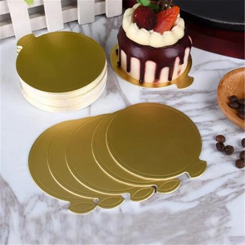 100Pcs Ronde Cake Boards Goud Papier Cupcake Dessert Displays Tray Card Board Bakken Cake Hard Papier Pad bakken Tool