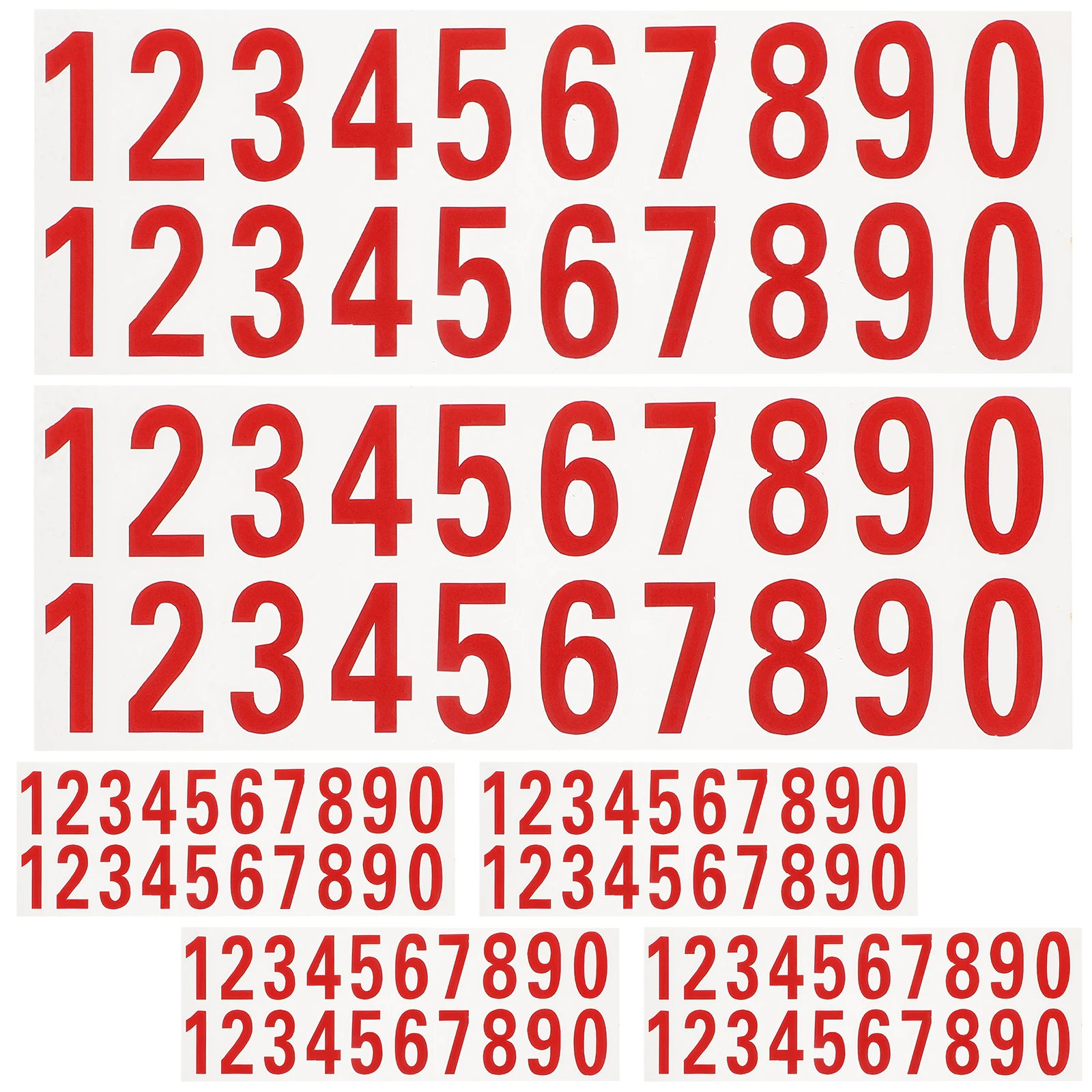 

6 Sheets Number Stickers Self Adhesive Red Reflective Material Large Small PVC PET Mailbox Trash Can Door Sign Address Decals