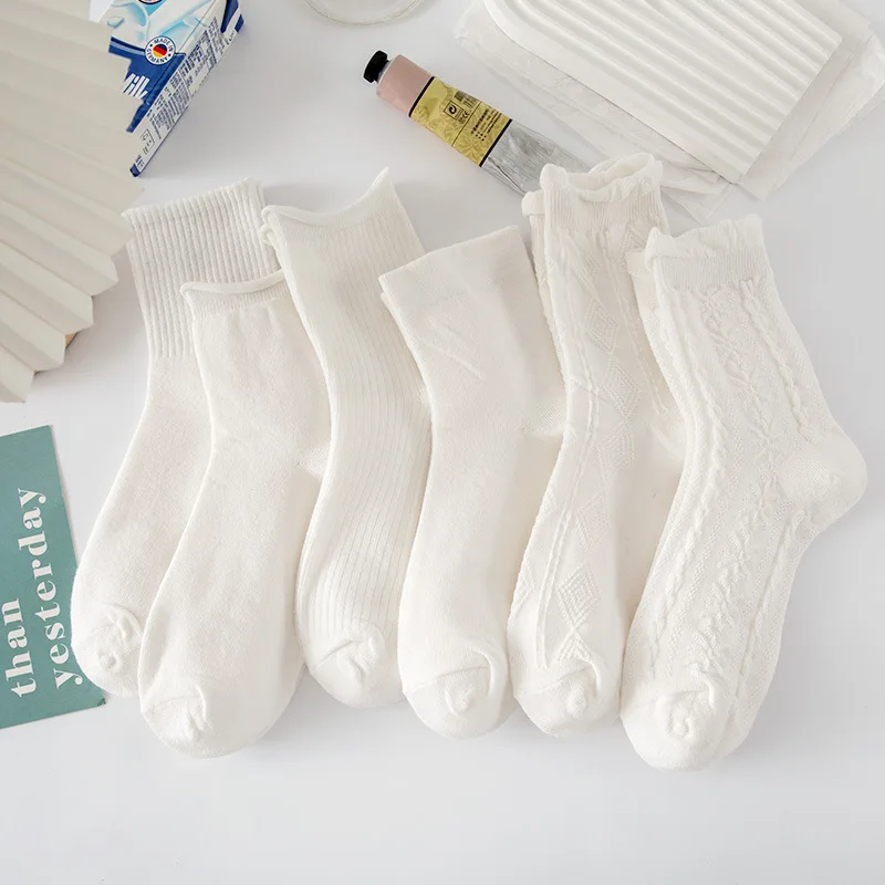 Sweet White Lolita Cotton Sock Cute Jk Ruffle Princess Socks Lovely Striped Twist Maiden Anime Cosplay Sock Harajuku Short Soxs