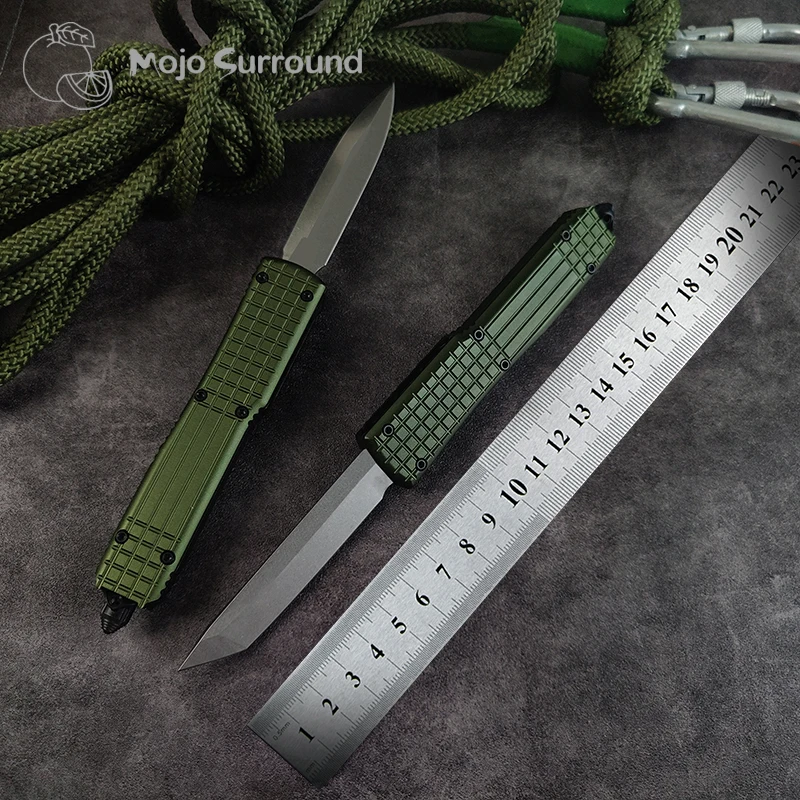 

UT UTX UTD Series Micro Ultra Tech Knife Signature Edition Green Stonwash Drop Point Blade EDC Self Defense Pocketknives A32