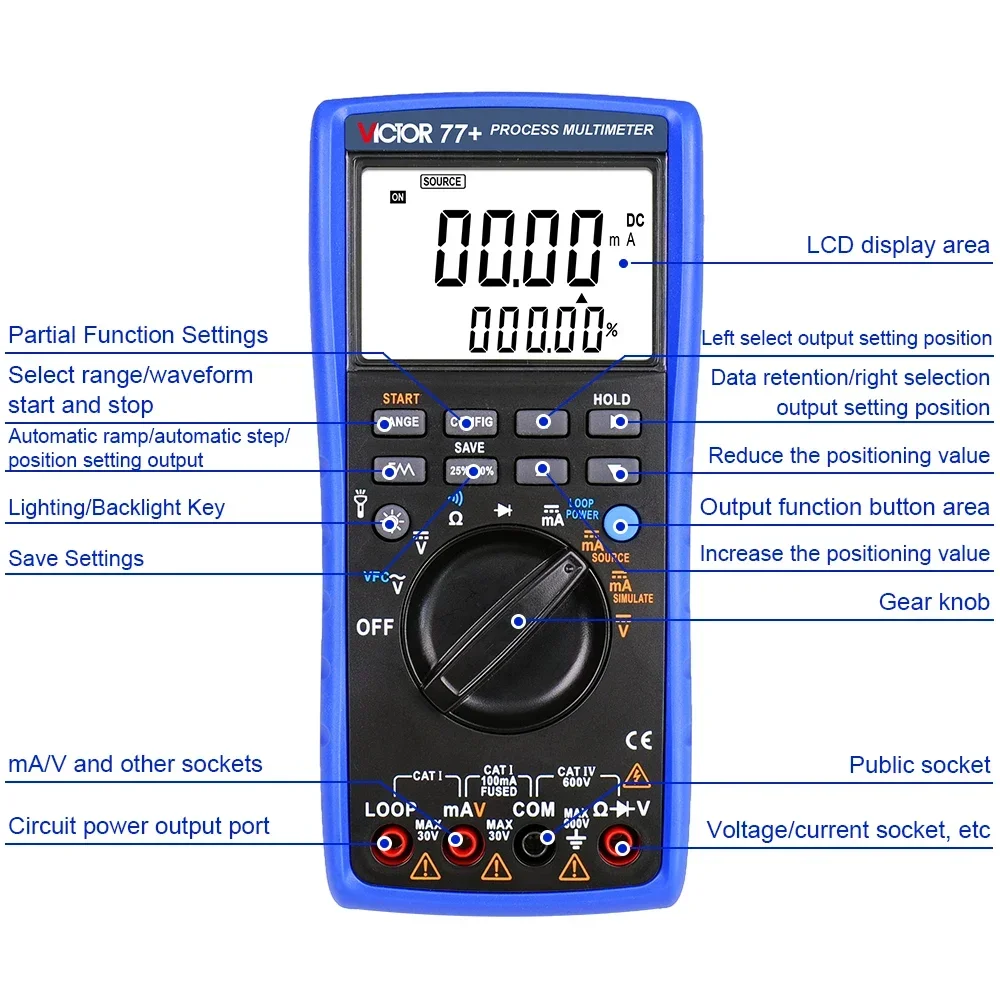 

Best sell VICTOR 77+ NEW Process Multimeter with nalog Transmitter Function nd 24V Loop Power Supply Multifunction Multime
