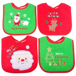 Waterproof Christmas Baby Bibs Round Neck Burp Cloths Santa Elk Christmas Tree Pattern Infant Saliva Towel Xmas Kids Gift Apron