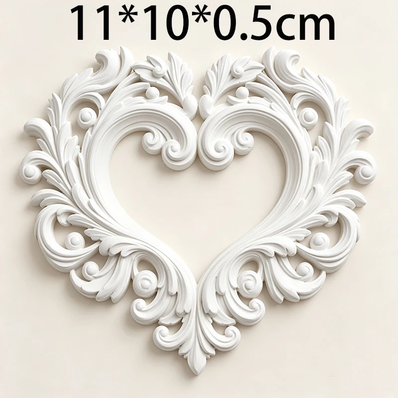 3D Printed Ornate Baroque Heart Wall Plaque White Vintage Rococo Scroll Relief Wall Hanging Romantic Wall Sculpture Ornament