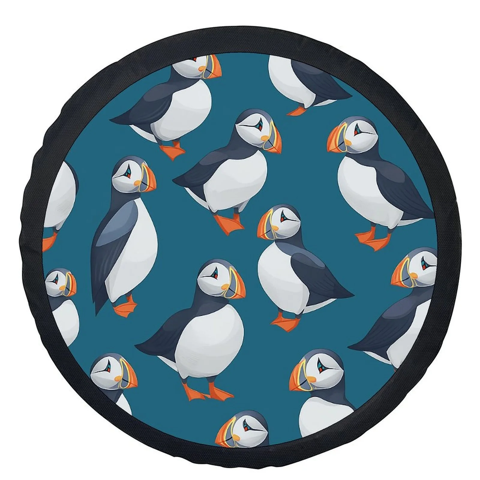 

Puffin Pattern Tire Cover Universal Wheel Protector Durable Polyester Car Accessory