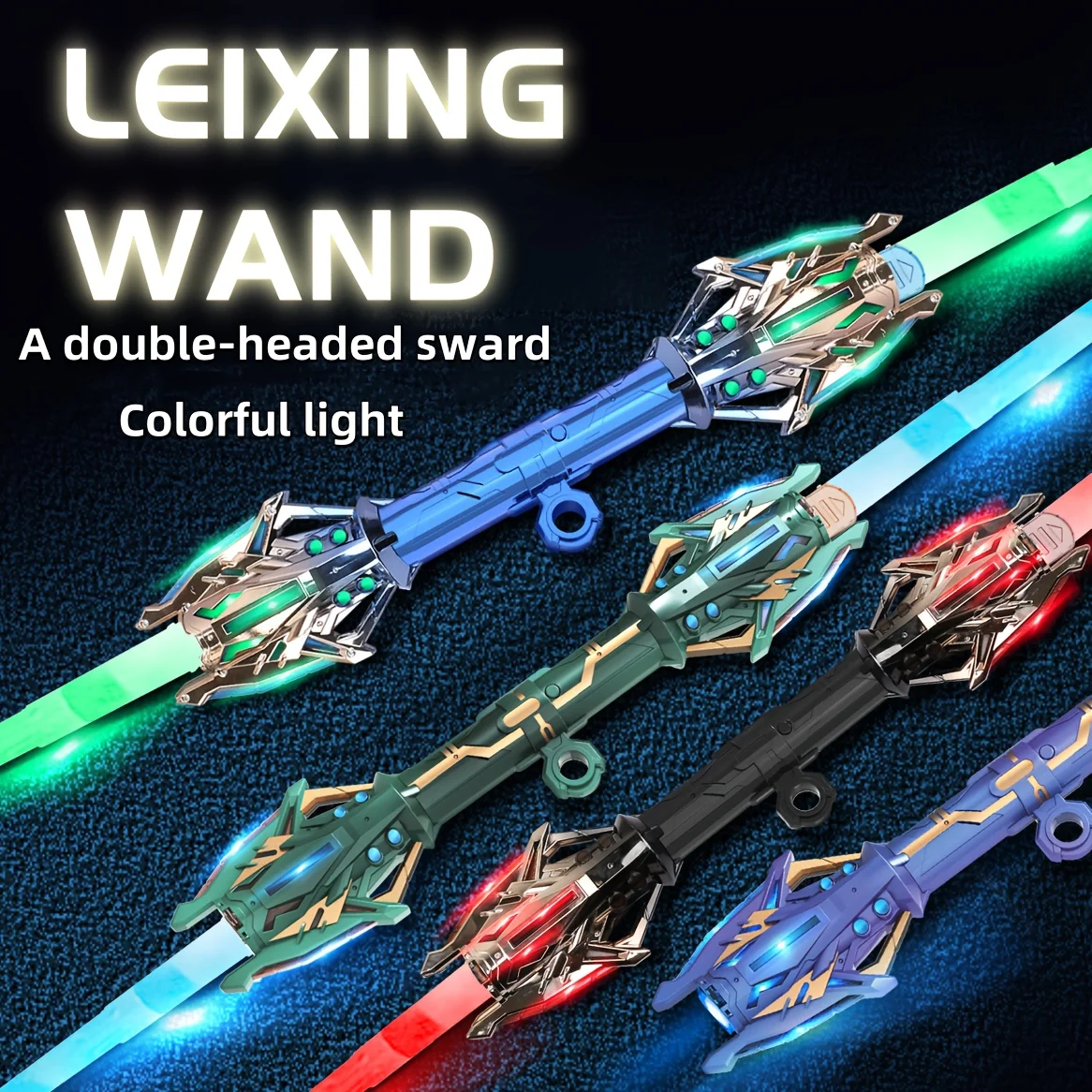 

Colorful Changing Sound And Light Double Head Retractable Sword 2-in-1 Flashing Finger Spinning Laser Sword For Boys Novelty Toy