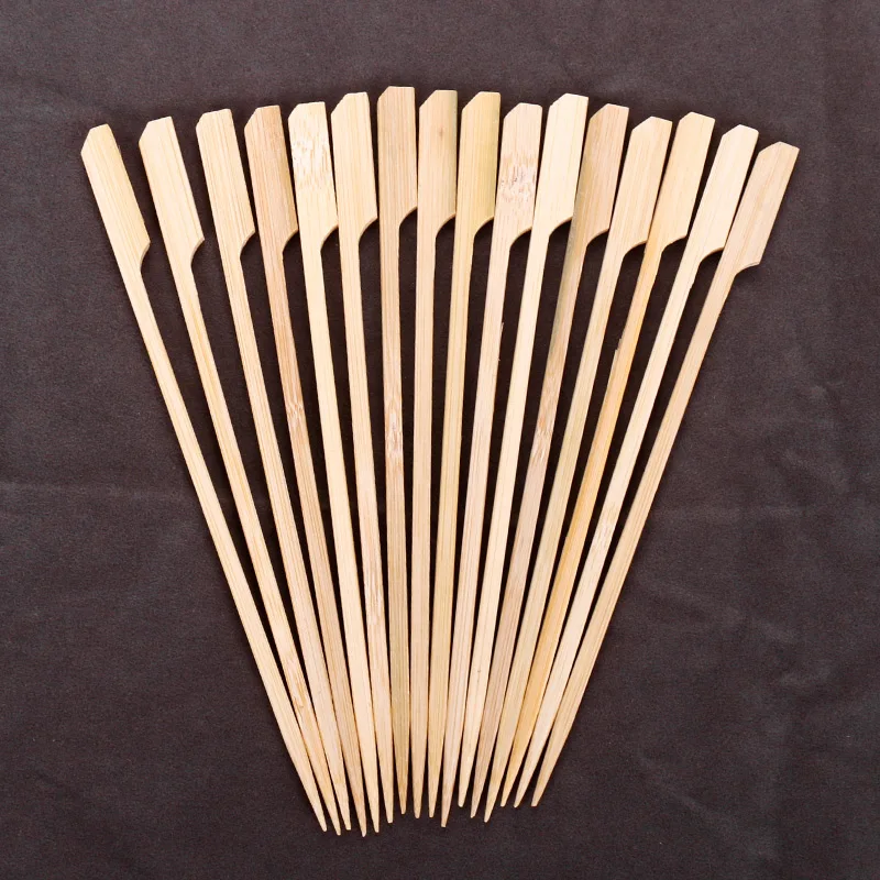 Pinchos desechables de madera de bambú para barbacoa, palitos largos de 25cm, 50- 100 piezas