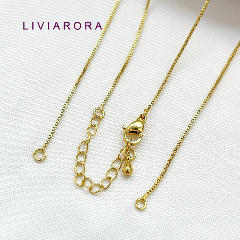 1/3/5Pcs 50cm 18K Gold Plated Brass Metal Venetian Box Chain Necklace,1mm Thin Box Chain For Jewelry Making Accessories