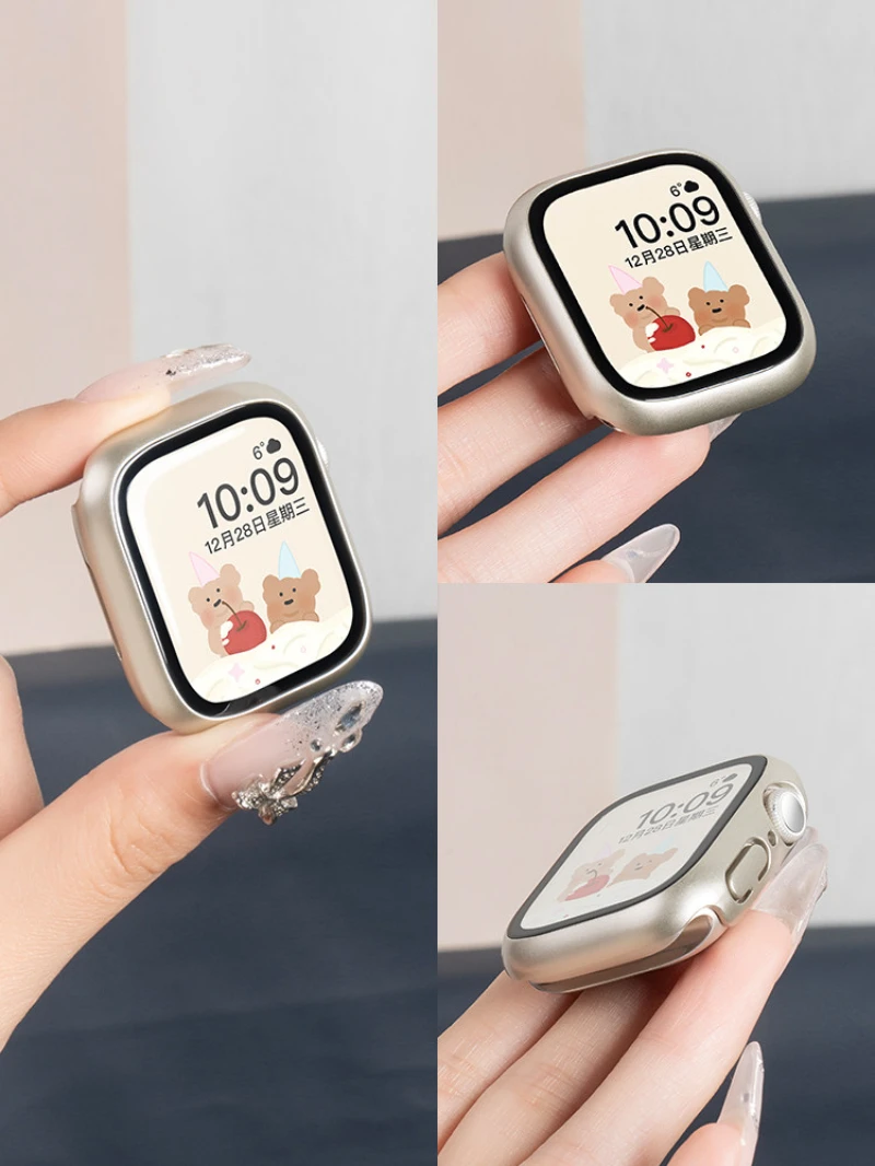 Tempered Glass+Case For Apple Watch 38 40mm 41mm 42mm 44mm 45mm 46mm Screen Protector Protective Cover iWatch 11 10 9 7 8 6 SE 5