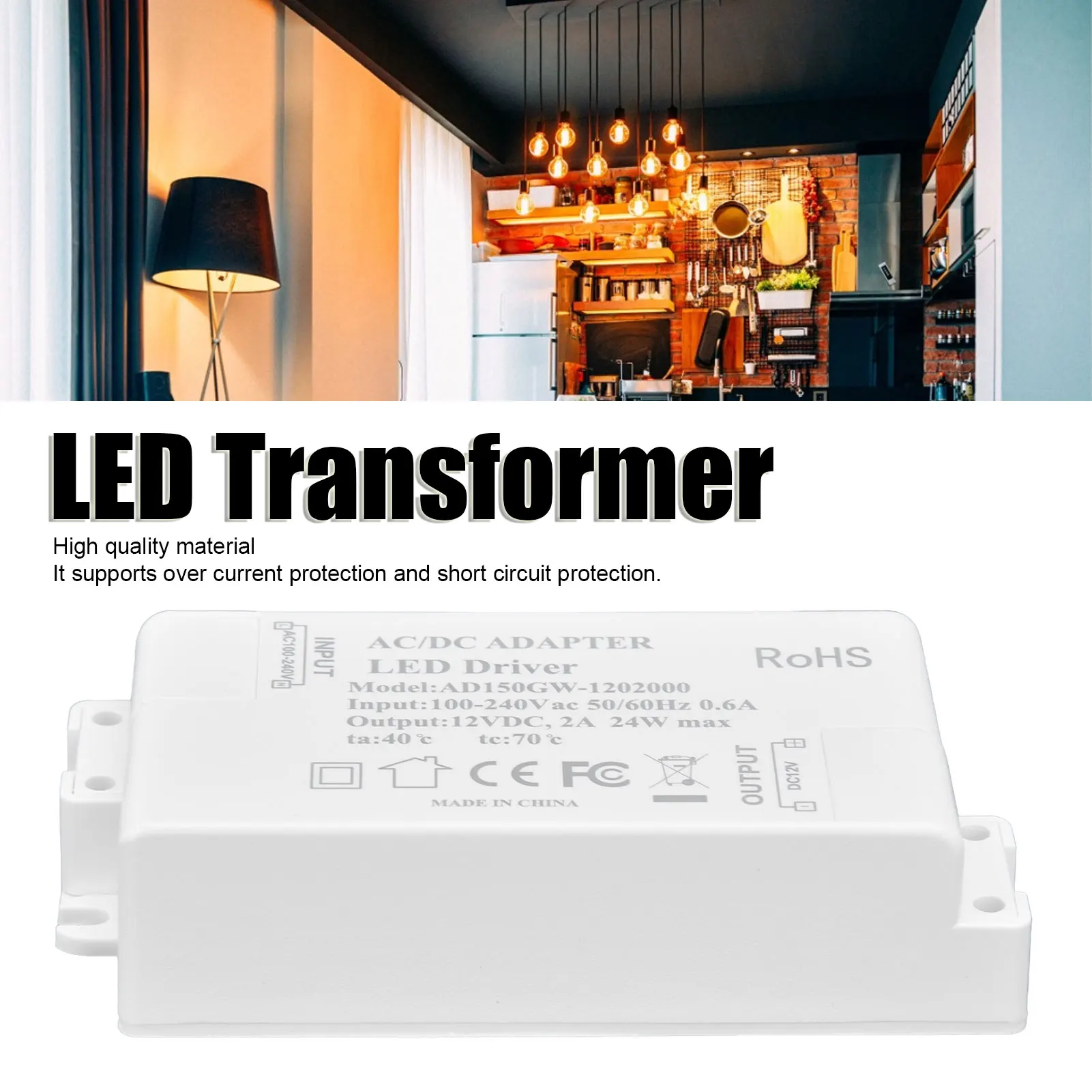 

Драйвер для светодиодов DC12V 24W 2A, постоянное напряжение, многофункциональный, для DIY LED-освещения, для светодиодных лент переменного тока