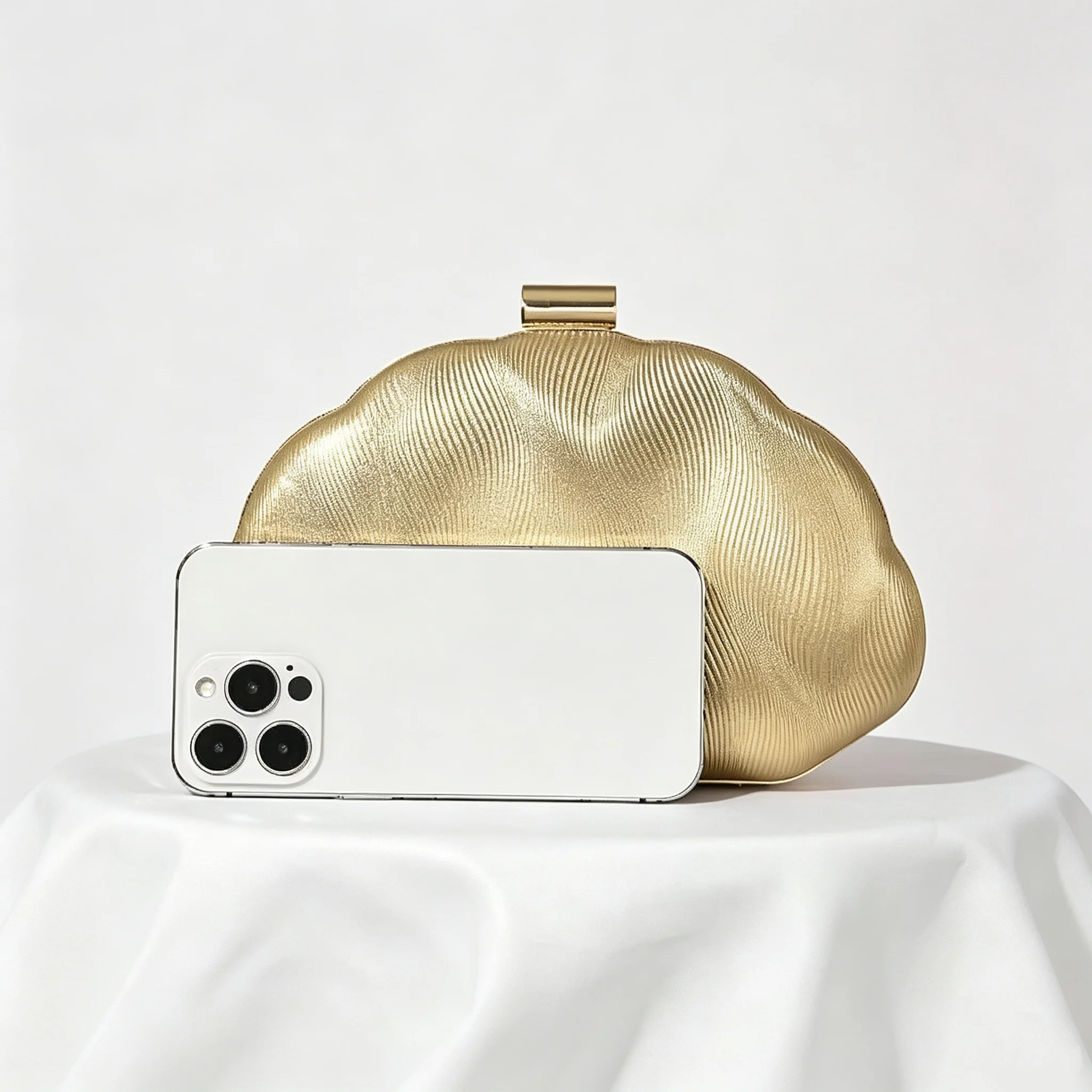 Wavy Metallic Cloud Clutch — product information 4
