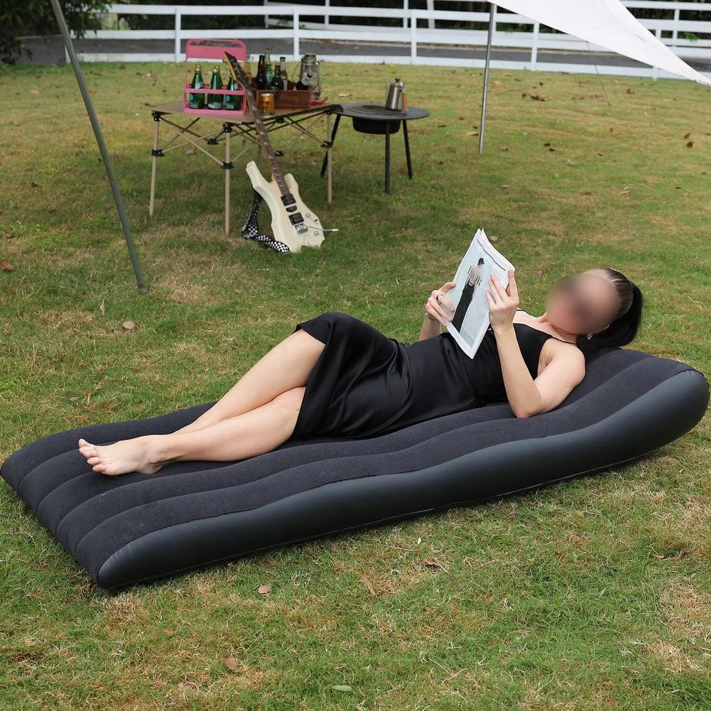 /Inflatable /Lounge /Chair Plush Inflatable Bed Outdoor Single Sofa With Two Way Valve For Camping Hiking Music Festival Swimmin