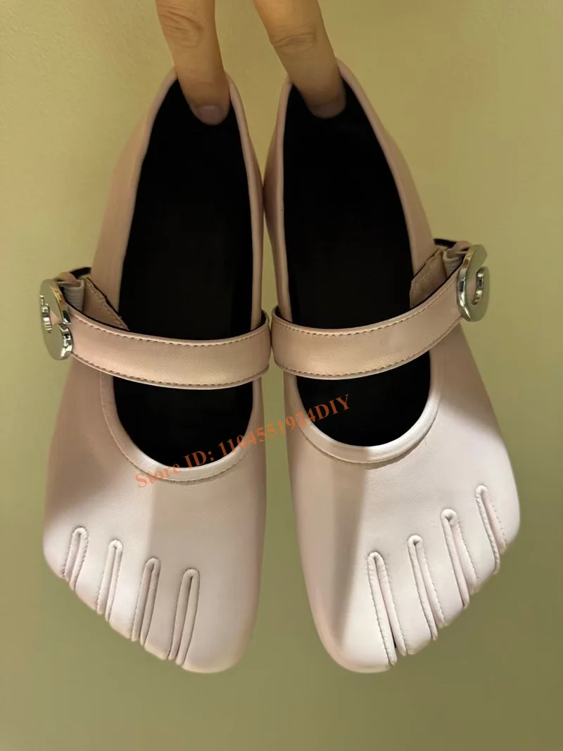 Split Toe Five Finger Shoes Women Five-Toe Buckle Strap Ballet Flats Elastic Luxury Casual Shoes