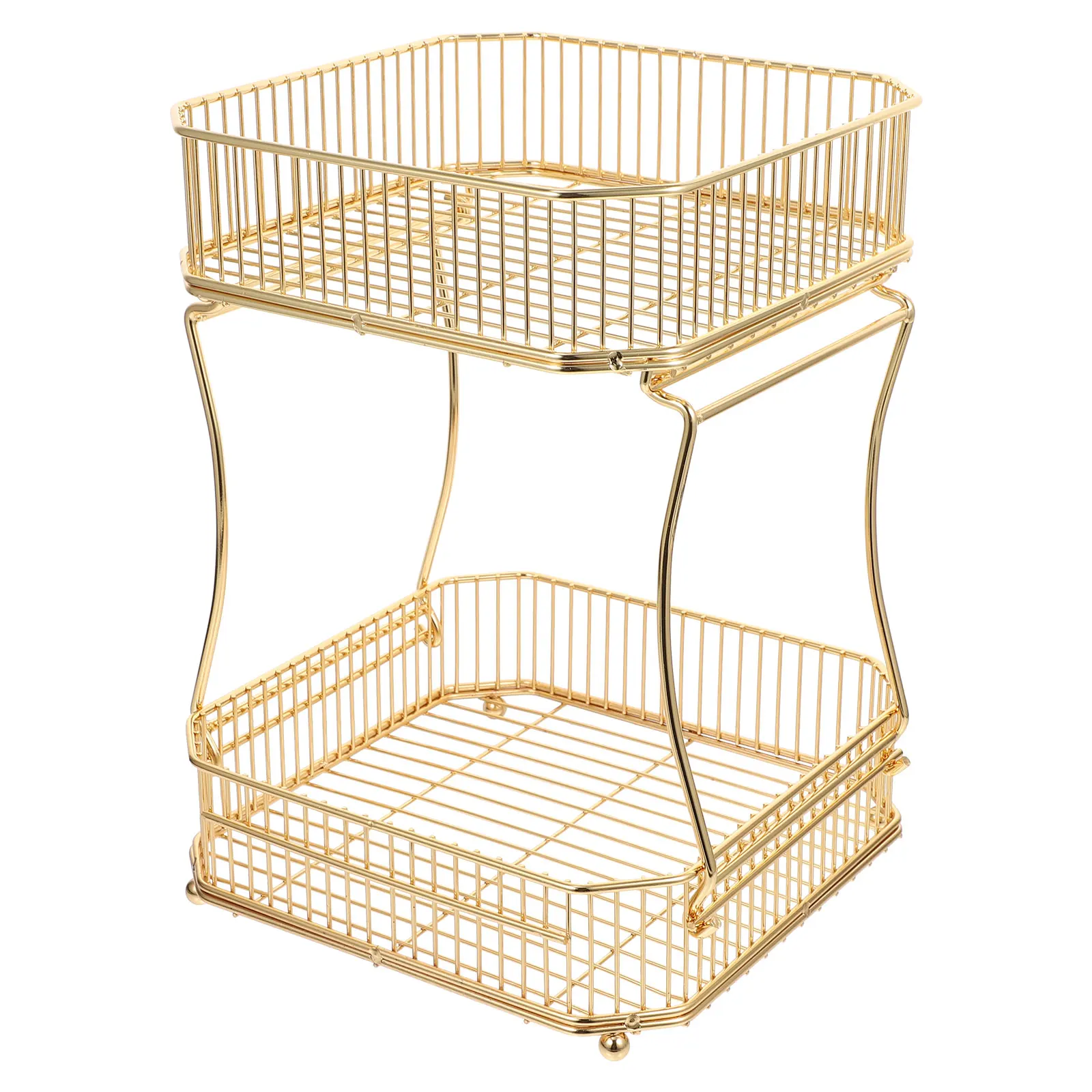 

Bathroom Counter Organizers and Storage Fruit Plate Rack Double-layer Golden Iron