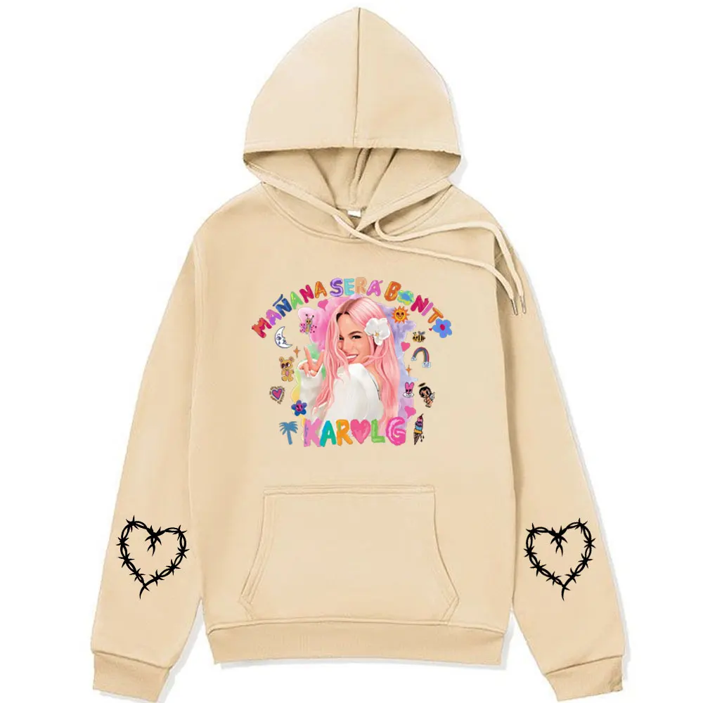 Singer Karol G Manana Sera Bichota Print Hoodie Men's Women's Winter Fashion Long Sleeve Sweatshirts Oversized Streetwear Hoody