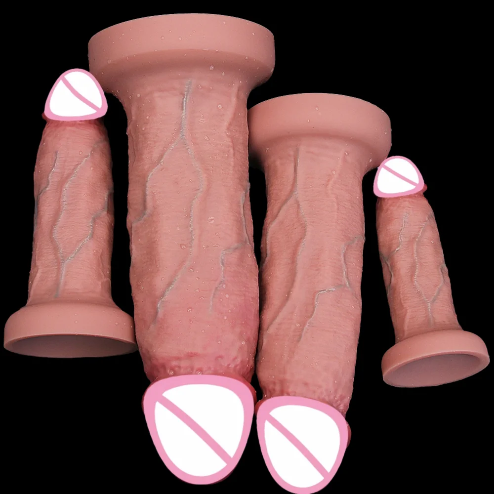 4Sizes Advanced Realistic Soft Huge Dildo Anal Thick Penis Double Silicone Cock Woman Vaginal Masturbation Suction Cup Sex Toys