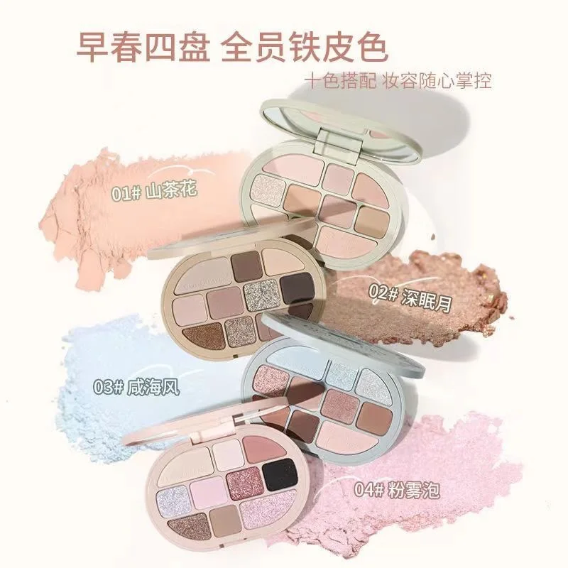 GOGO TALES Paleta de sombras de ojos de 10 colores Estilo Lolita Resaltador Contorno Paleta todo en uno Maquillaje terroso de contorno mate 14 g