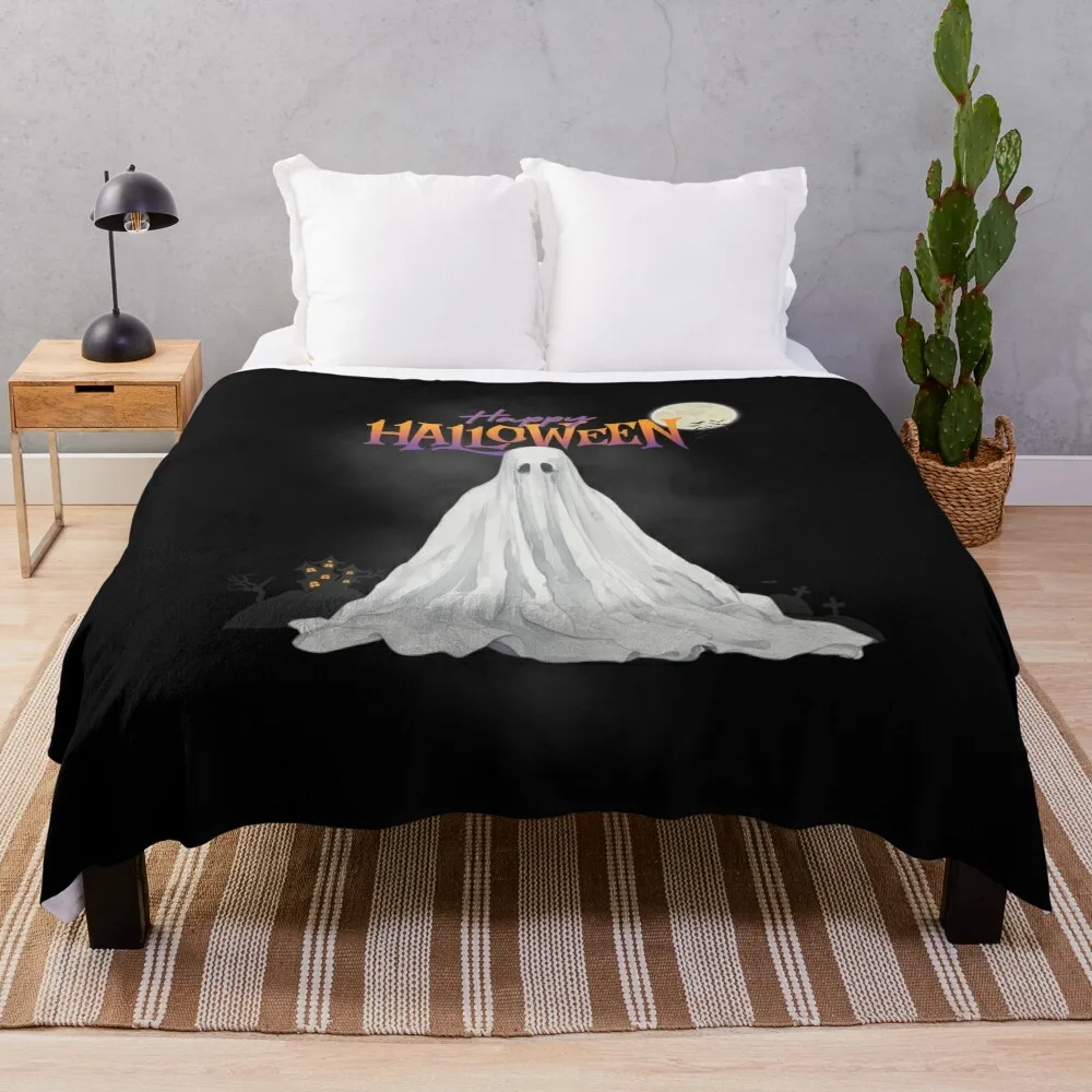 

Happy Halloween Throw Blanket Warm Bed linens Soft Plush Plaid Blankets