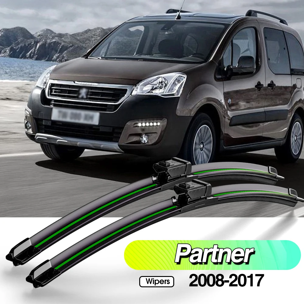 

For Peugeot Partner 2 2008-2017 2pcs Front Windshield Wiper Blades Windscreen Window Accessories 2009 2010 2012 2013 2015 2016