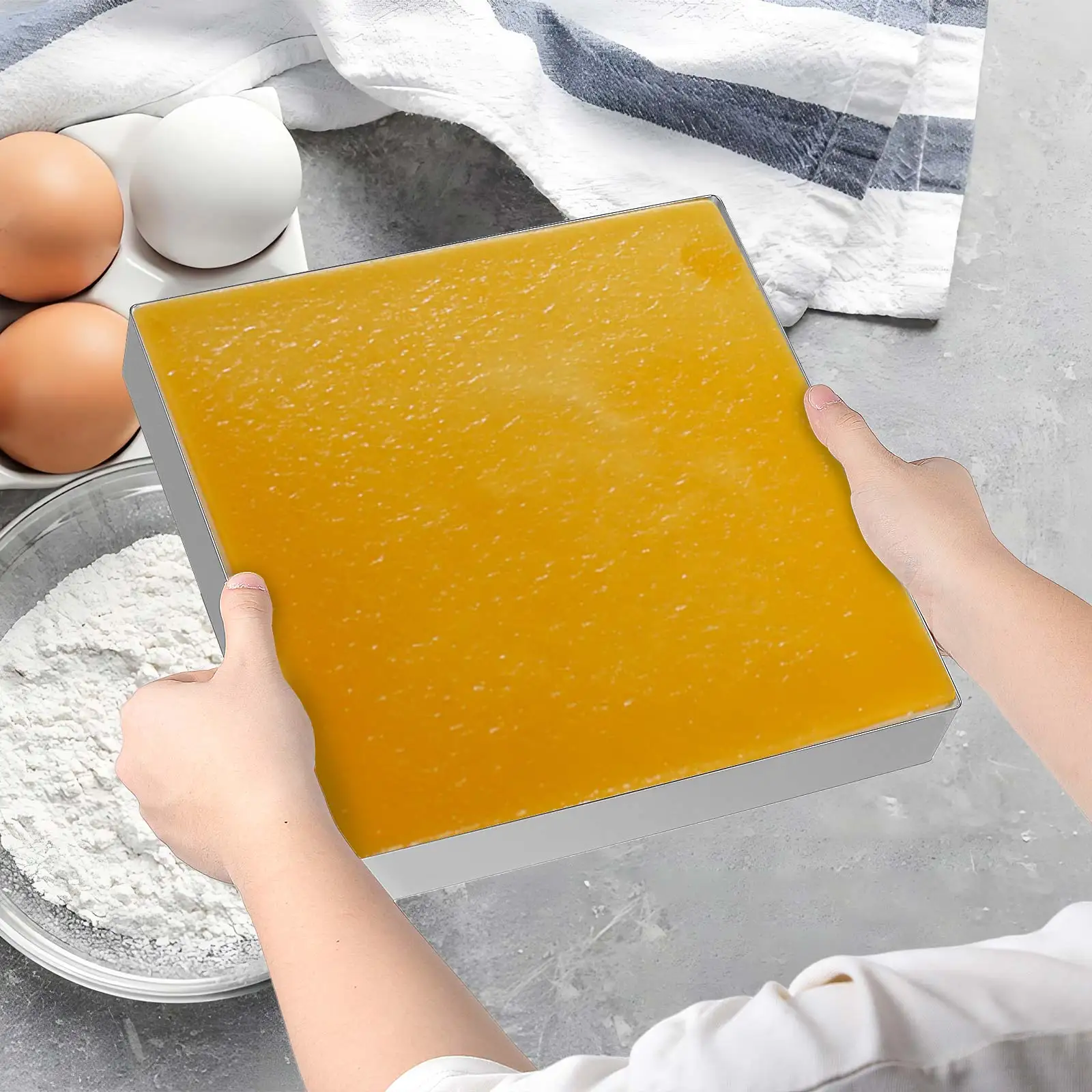 

Square Stainless Steel Cake Ring 22cm Mousse Mold Baking Pastry Cutter Cookie Fondant Dough Non-Stick Reusable