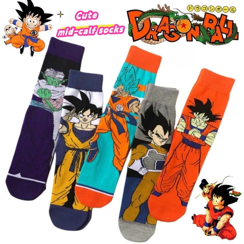 

Носки с персонажами аниме Dragon Ball (Вегета, Бульма, Сон Гоку) — милые, удобные, дышащие, средней длины, для подростков.