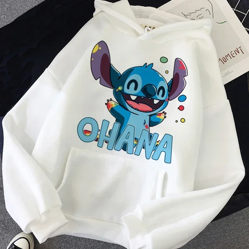 Cartoon Women Hoodie Kawaii Lilo Stitch Graphic Print Women\'s Sweatshirts Long Sleeved Hoodie Autumn Fun Anime Pullover Clothing