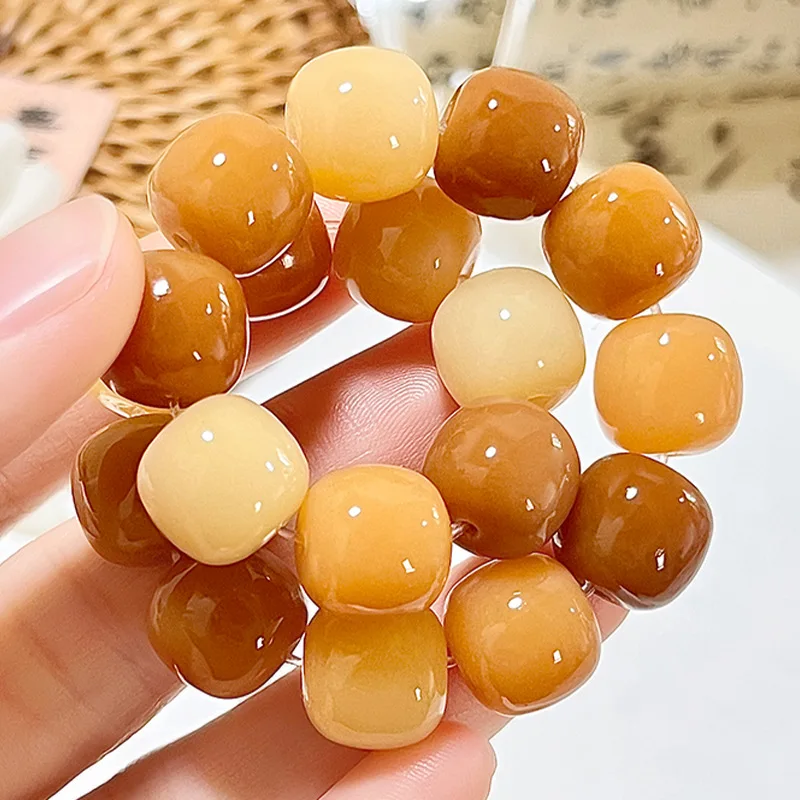 Cream Bodhi Bracelet for Male and Female Students Pliable Temperament High Oil High Density Bodhi Seed Buddha Beads Rosary Amuse