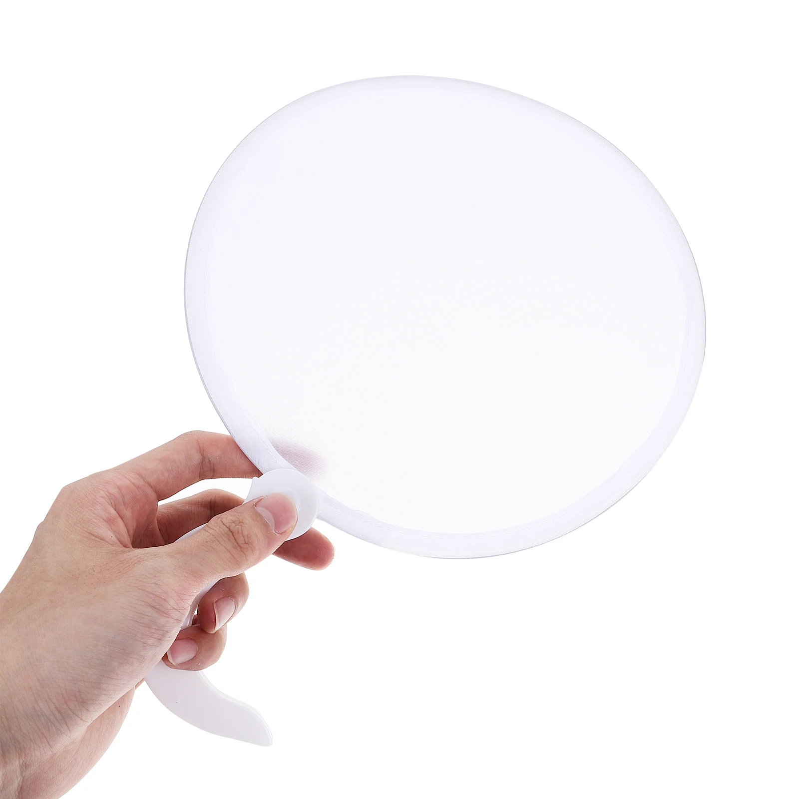 

1pc White Handheld Foldable Round Portable Lightweight Summer Compact For Dance Performance Retro Hand Fan Easy Carry