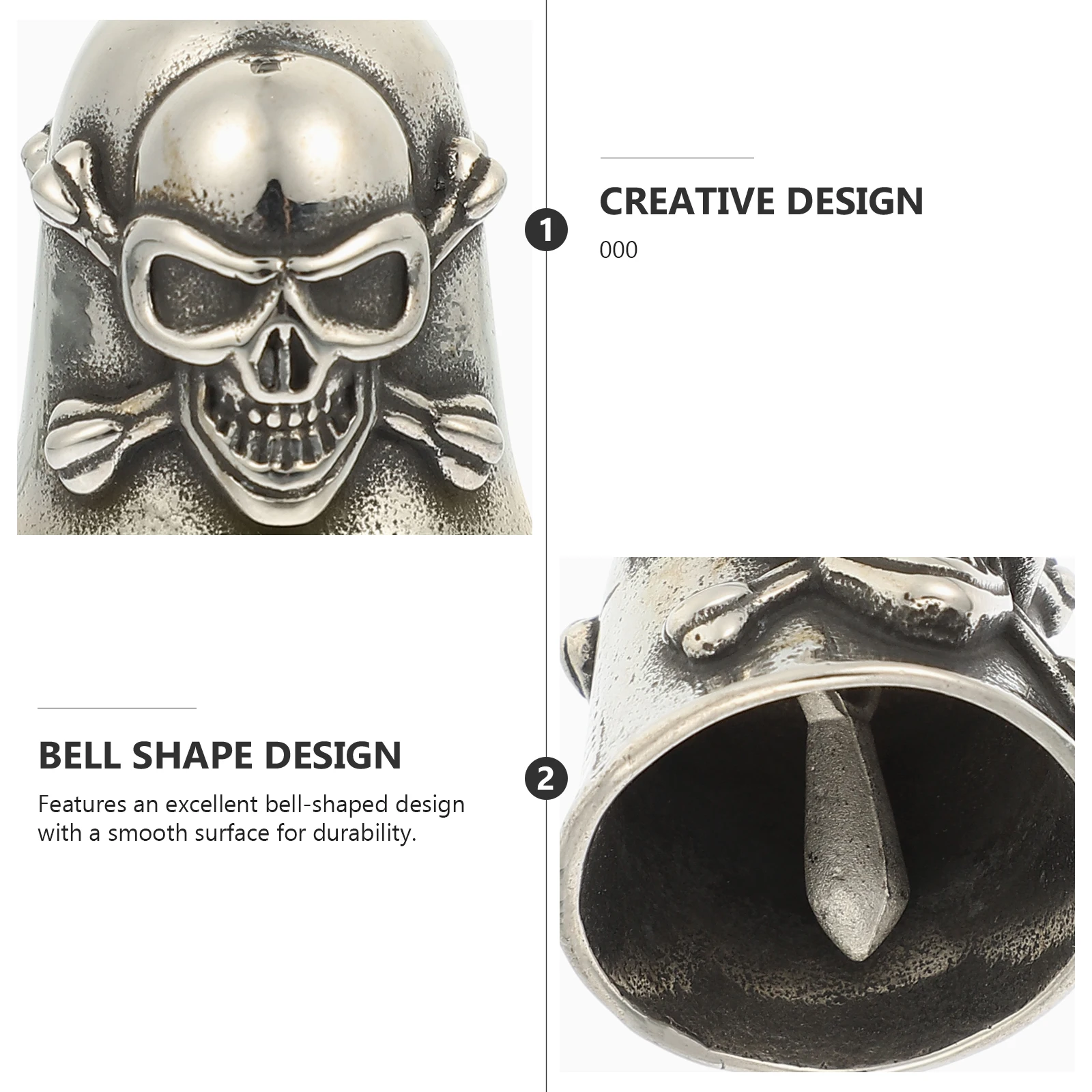 

Skull Pendant Bike Bell Stainless Steel Retro Charm Necklace Making DIY Hanging Decorations Motorcycle Accessories Small Bell