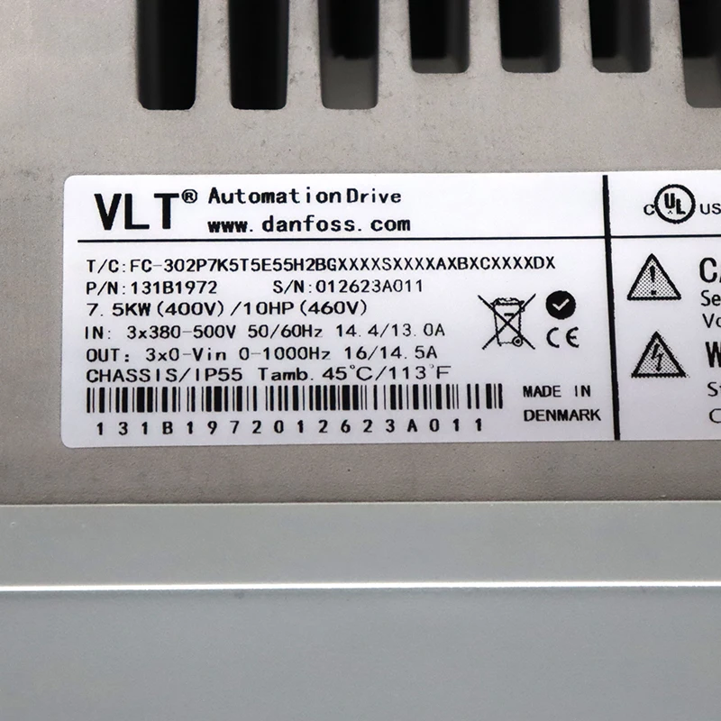 Original New Danfoss 131B1972  Frequency Converter FC-302P7K5T5E55H2BGXXXXSXXXXAXBXCXXXXDX VLT FC-302 Automationdrive FC302 VFD