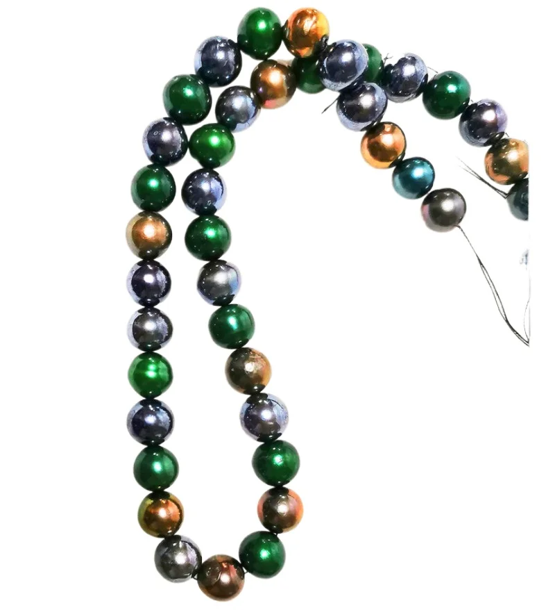 

Luxury Huge 17"11-14mm South Sea Genuine Black Green Peacock Round Pearl Necklace Jewelry 1088