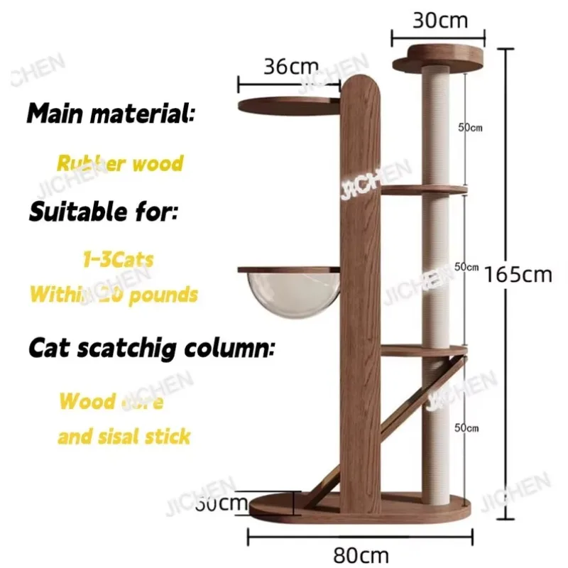 

XH Solid Wood Cat Climbing Frame, Small Apartment With Nest Integrated Scraper And Household Jumping Platform, Small Apartment W