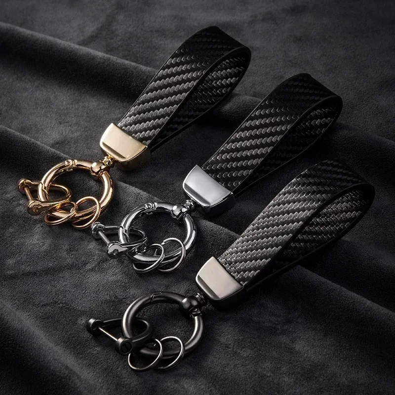 Car Sleek Carbon Fiber Style Keychain - 360° Rotatable, Universal Fit with Anti-Lost D-Ring, Durable for Men & Women Amagi