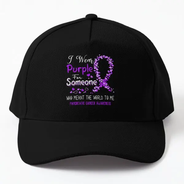 I Wear Purple For Pancreatic Cancer Awar  Baseball Cap Hat Casquette Spring  Hip Hop Black Casual Outdoor Solid Color Snapback