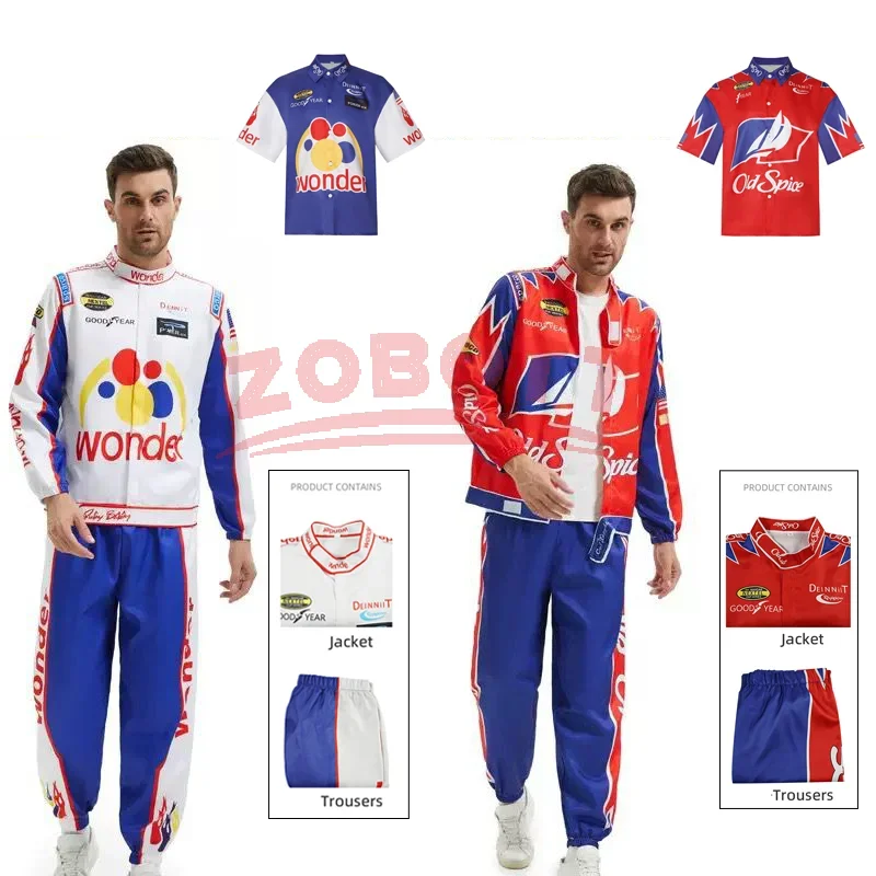 Talladega Nights Ricky Bobby Racing Uniform Cosplay Red Cal Naughton Jr. Wonder Bread Racing Suit Halloween-Kostüm