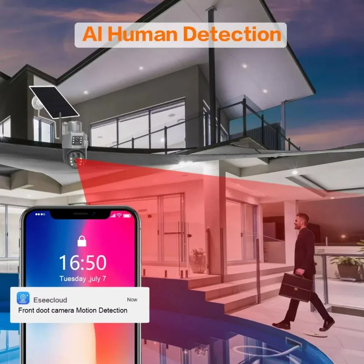 10MP عدسة مزدوجة كاميرا متحركة الطاقة الشمسية في الهواء الطلق الحرة 4G غير محدود أمن البيانات شاشة فيديو مراقبة البطارية كشف PIR #4
