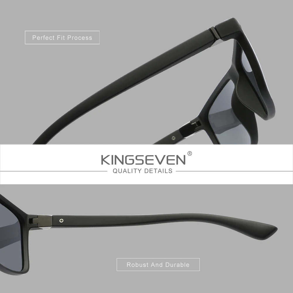 KINGSEVEN Modische Klassische Sonnenbrille für Männer/Frauen Polarisiert UV400 Blendschutz Brille für Autofahren Outdoor Eckige Rahmen Brillen – Detail 1