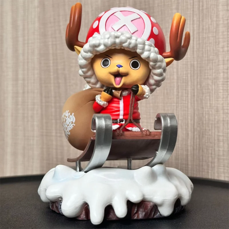 Echte 16 cm Anime Een Stuk Kerst Chopper Slee Scène Gk Actiefiguren Schattige Pop Pvc Kamer Decoratie Geschenken Op voorraad